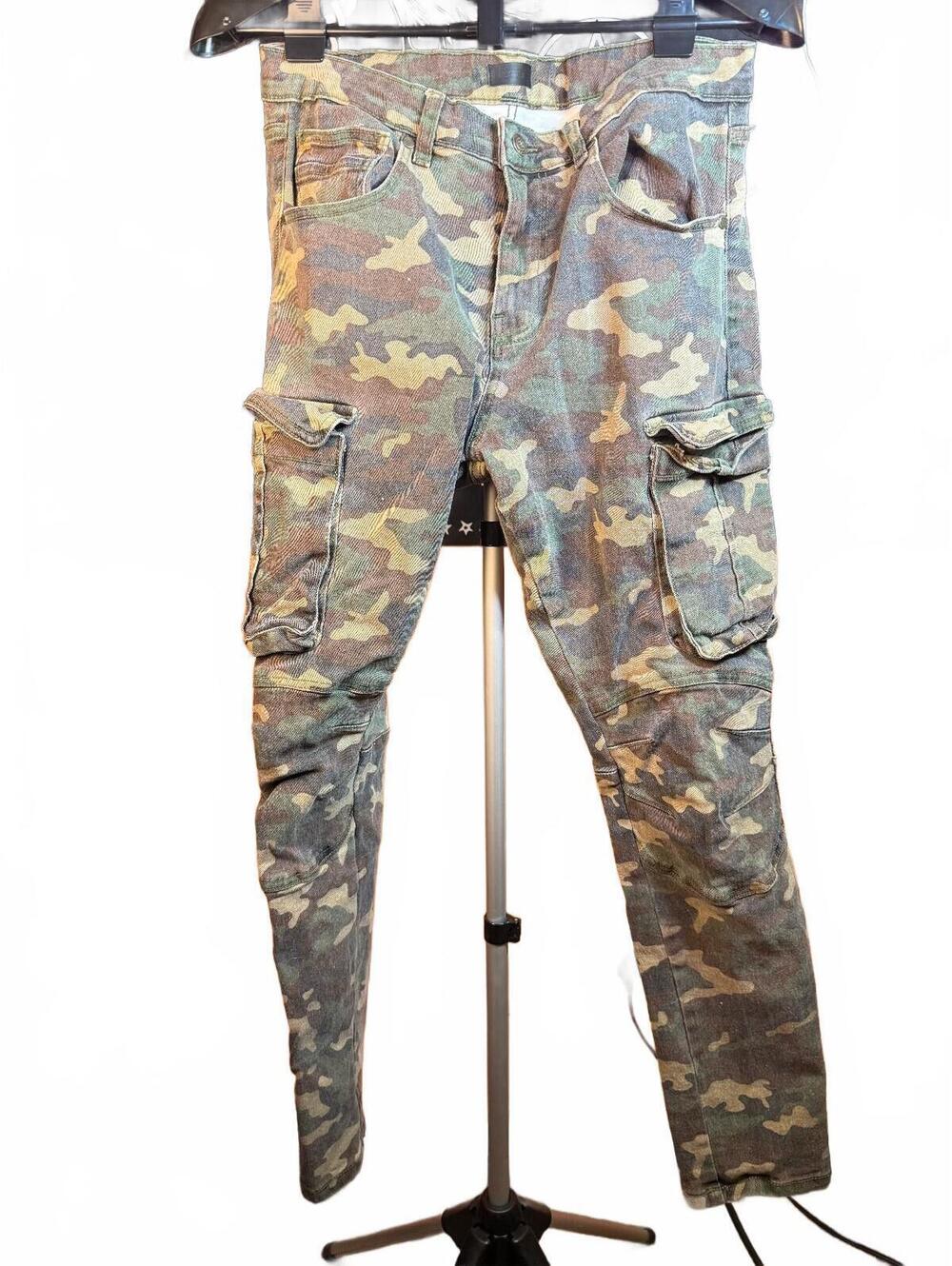 Reason sz 32 x 32 Camouflage Cargo Pants for Men vintage faded look camo army
